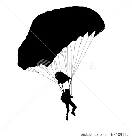 Skydiver, silhouettes parachuting on white 68489112