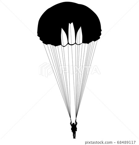 Skydiver, silhouettes parachuting on white Skydiver, silhouettes parachuting on white 68489117