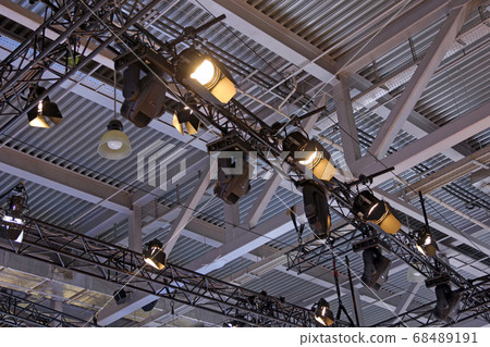 Lighting on farms over the stage in the theater. Lighting on farms over the stage in the theater. 68489191