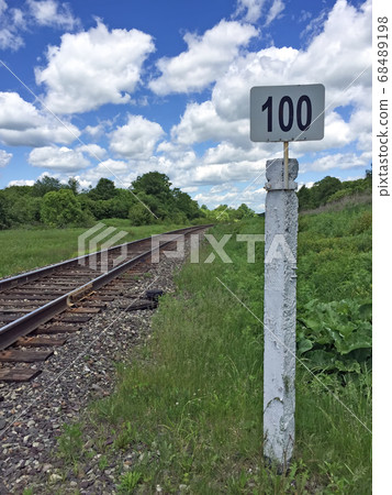 Mile post railway with the number one hundred Mile post railway with the number one hundred 68489198
