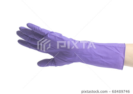 Latex Glove For Cleaning on female hand 68489746