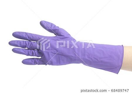 Latex Glove For Cleaning on female hand 68489747