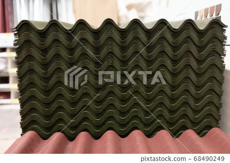 Roof green slate tiles in warehouse store 68490249