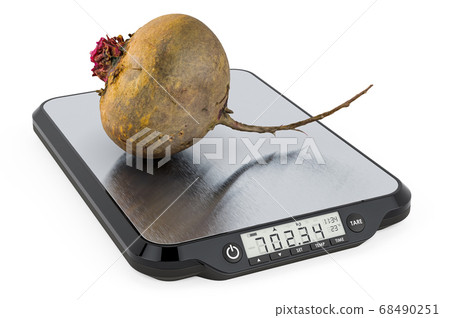 Kitchen Scales with Beetroot. 3D rendering 68490251