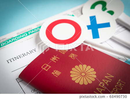 旅行計劃和○×？機票，行程和護照旅行出差丸，徐，問號 68490730