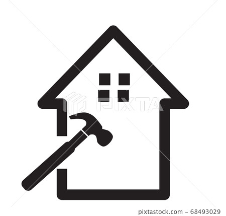 house repair on white background. house repair logo. home and hammer sign.  68493029