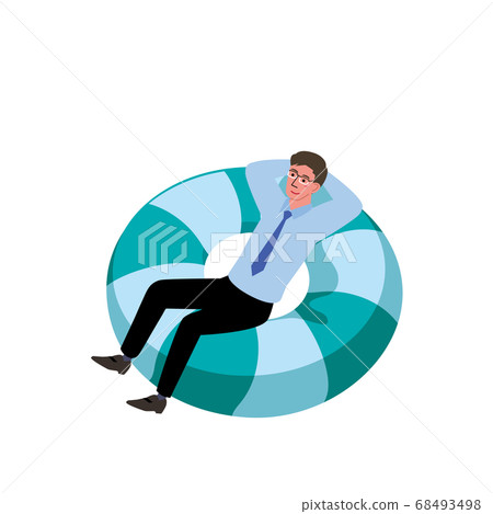 漂浮的藍色海洋圖像圖上的商人 68493498