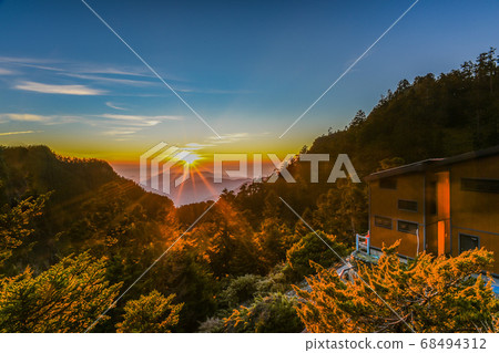 台灣百岳-玉山排雲山莊日落與東埔溪谷 68494312