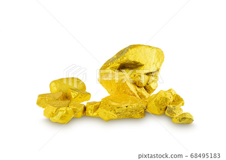 Group of precious gold nugget at the white background Group of precious gold nugget at the white background 68495183