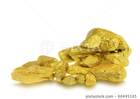 Group of precious gold nugget at the white background Group of precious gold nugget at the white background 68495185