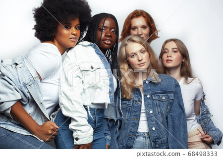 diverse multi nation girls group, teenage friends company cheerful having fun, happy smiling, cute posing isolated on white background, lifestyle people concept, african-american and caucasian diverse multi nation girls group, teenage friends company cheerful having fun, happy smiling, cute posing isolated on white background, lifestyle people concept, african-american and caucasian 68498333
