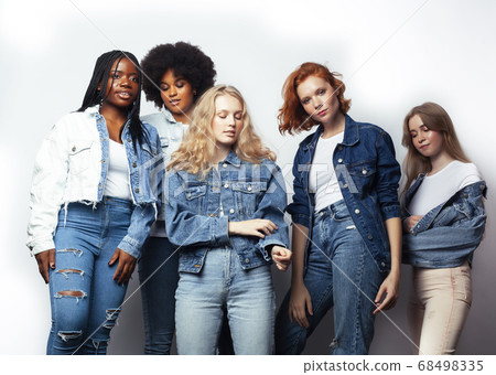 diverse multi nation girls group, teenage friends company cheerful having fun, happy smiling, cute posing isolated on white background, lifestyle people concept, african-american and caucasian diverse multi nation girls group, teenage friends company cheerful having fun, happy smiling, cute posing isolated on white background, lifestyle people concept, african-american and caucasian 68498335