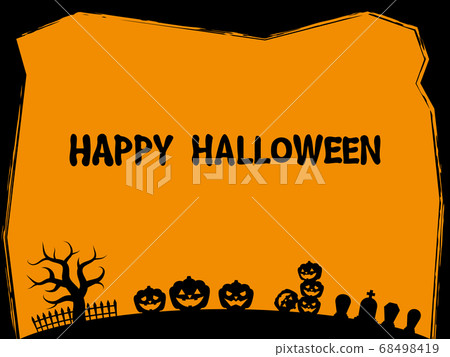 Halloween silhouette horizontal frame (orange) Halloween silhouette horizontal frame (orange) 68498419