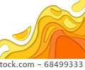 Set of abstract waves from orange yellow 3d paper. Design layout in autumn colors for presentations banners, flyers, posters and invitations. illustration 68499333