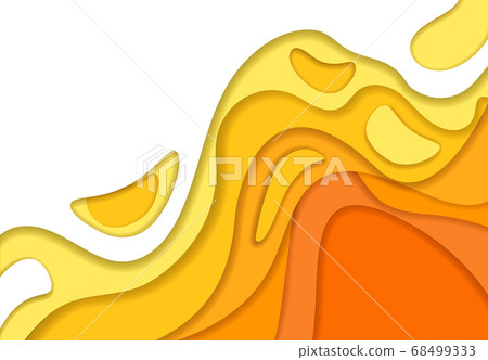 Set of abstract waves from orange yellow 3d paper. Design layout in autumn colors for presentations banners, flyers, posters and invitations. illustration 68499333