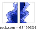 Two covers. Waves from blue 3d paper. Design layout for presentations banners, flyers, posters and invitations. illustration 68499334