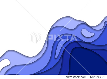 Set of abstract waves from blue 3d paper. Design layout for presentations banners, flyers, posters and invitations. illustration 68499335