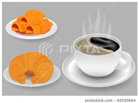 cup of coffee and croissant vector design 68500664