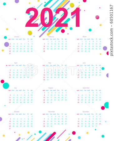 Calendar 2021 with abstract geometric background. Template. Vector illustration Calendar 2021 with abstract geometric background. Template. Vector illustration 68501167