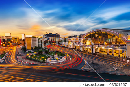Bangkok Railway Station or Hua Lamphong, Ancient architecture and famous classic building landmark in Bangkok city of Thailand Bangkok Railway Station or Hua Lamphong, Ancient architecture and famous classic building landmark in Bangkok city of Thailand 68501367