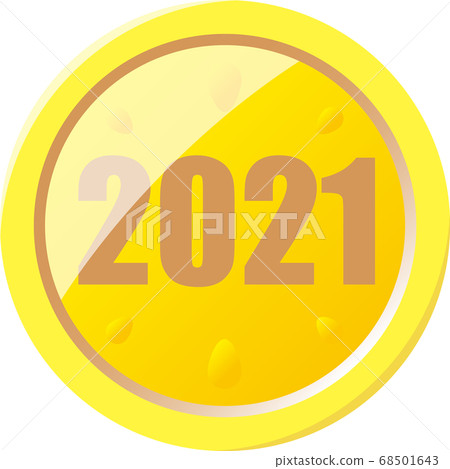 刻有2021年的簡單金幣 68501643