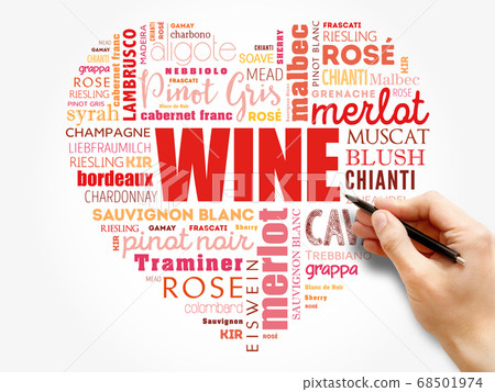 WINE VARIETALS Types love heart word cloud 68501974