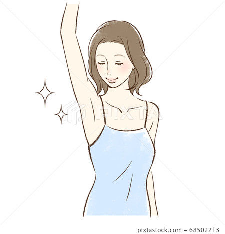 看腋窩的微笑的婦女 68502213