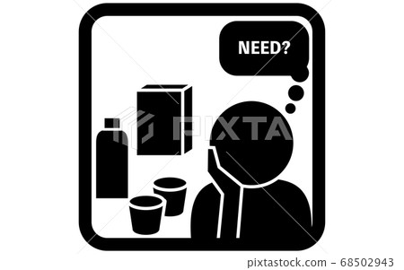 Icon illustration of a person thinking about what to buy Icon illustration of a person thinking about what to buy 68502943