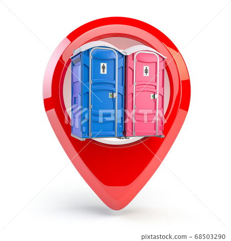 Map pin or pointer with mobile portable blue 68503290