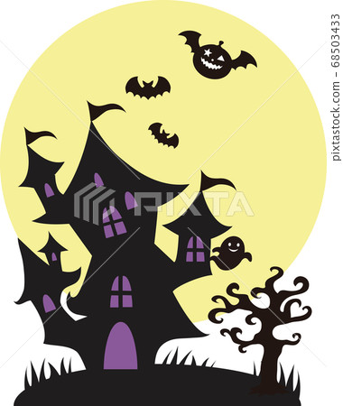 Halloween fall ghost mansion silhouette illustration material Halloween fall ghost mansion silhouette illustration material 68503433