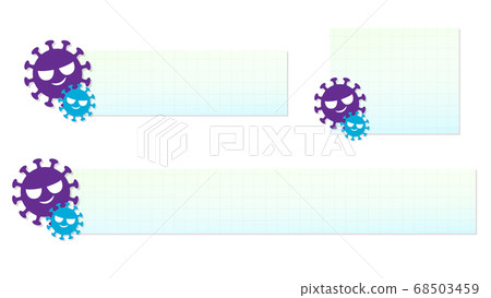 With virus illustration, telop base on color graph paper, light blue With virus illustration, telop base on color graph paper, light blue 68503459