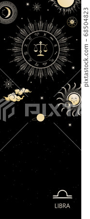 Zodiac background. Constellation Libra. Antique style. Vertical banner. Zodiac background. Constellation Libra. Antique style. Vertical banner. 68504823
