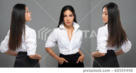 Fashion Portrait Profile Asian Woman Long straight 68505498