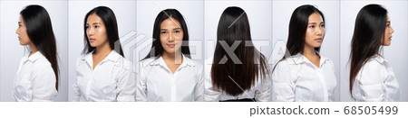 Asian Woman half body portrait turn rear side back 68505499