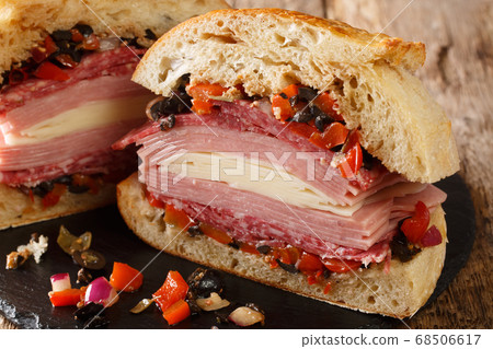Authentic New Orleans Muffuletta sandwich filled Authentic New Orleans Muffuletta sandwich filled 68506617