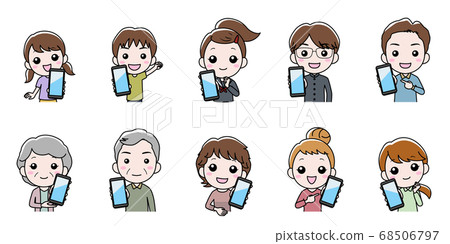 展示10部智能手機的人 展示10部智能手機的人 68506797