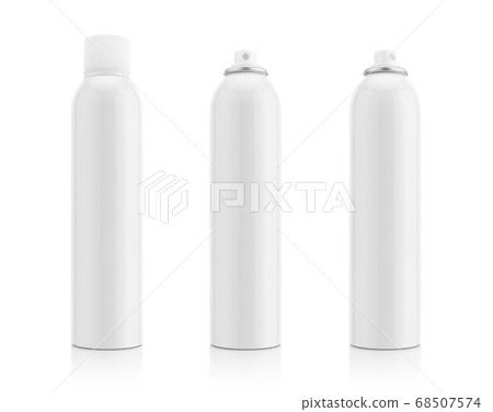 Blank white aluminum spray bottle for health care product design mock-up isolated on white background 68507574