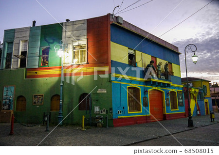 Colorful street in Boca district of Buenos Aires in Argentina 68508015