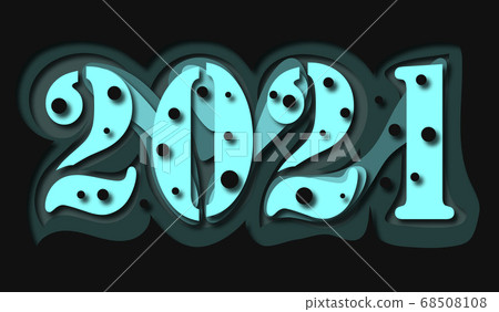 Happy New Year 2021. Papercut interweaving art.  68508108