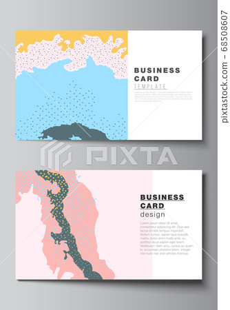 Vector layout of two creative business cards design templates, horizontal template vector design. Japanese pattern template. Landscape background decoration in Asian style. Vector layout of two creative business cards design templates, horizontal template vector design. Japanese pattern template. Landscape background decoration in Asian style. 68508607
