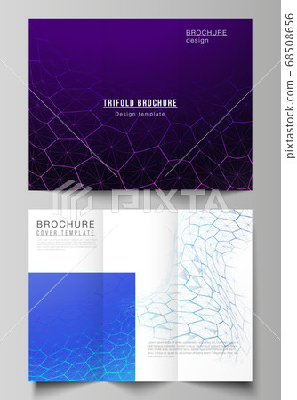 Vector layouts of creative covers design templates for trifold brochure or flyer. Digital technology and big data concept with hexagons, connecting dots and lines, polygonal science medical background 68508656