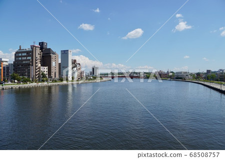Scenery of Kushiro seen from near the Senmai Bridge (Kushiro River Scenery of Kushiro seen from near the Senmai Bridge (Kushiro River 68508757
