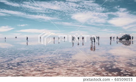 Vehicle tours for salt flats in Salar de Uyuni desert in Bolivia Vehicle tours for salt flats in Salar de Uyuni desert in Bolivia 68509055