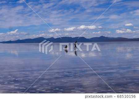 Endless landscapes with reflection like mirror of sky in Salar de Uyuni, Bolivia Endless landscapes with reflection like mirror of sky in Salar de Uyuni, Bolivia 68510156