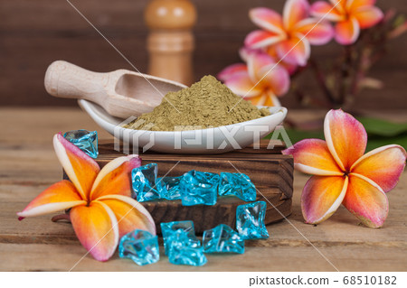 Herbal powder in plate ,concept herbal spa 68510182