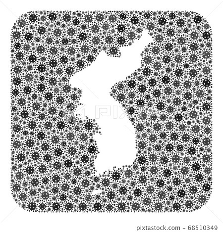 Map of Korea - Covid Collage with Subtracted Space 68510349