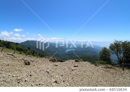 View of Mt. Fuji and the Southern Alps from Daibosatsumine in summer View of Mt. Fuji and the Southern Alps from Daibosatsumine in summer 68510634