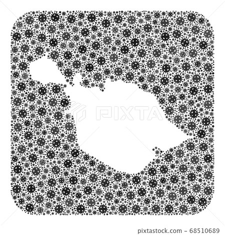 Map of Heard and McDonald Islands - Flu Virus Mosaic with Stencil 68510689