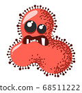 Funny and cute virus, bacteria, germ cartoon character. Microbe and pathogen microorganism isolated on white background. 68511222