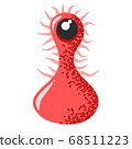 Funny and cute virus, bacteria, germ cartoon character. Microbe and pathogen microorganism isolated on white background. 68511223